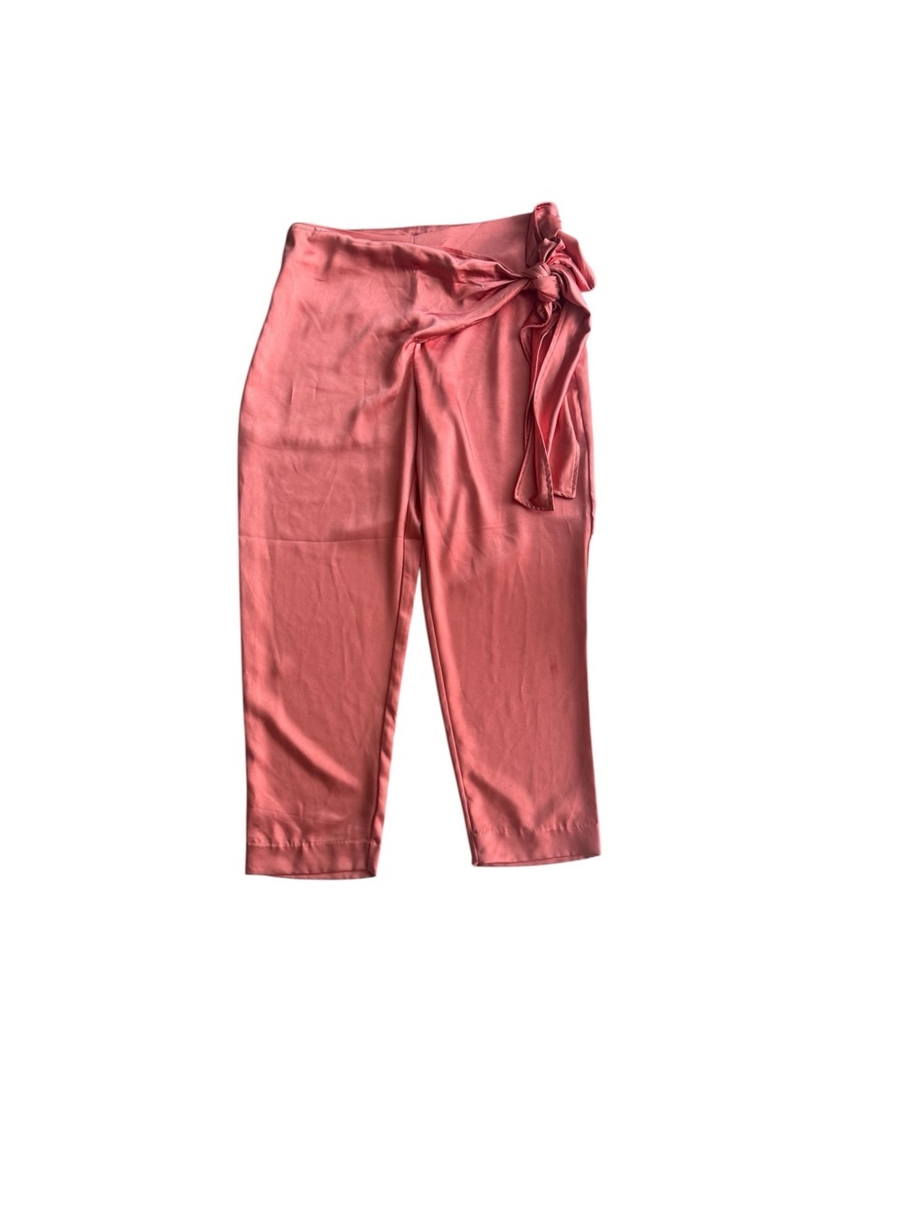 Hoss Intropia Tie-Waist Satin Crop Pants - Coral Pink Size 10